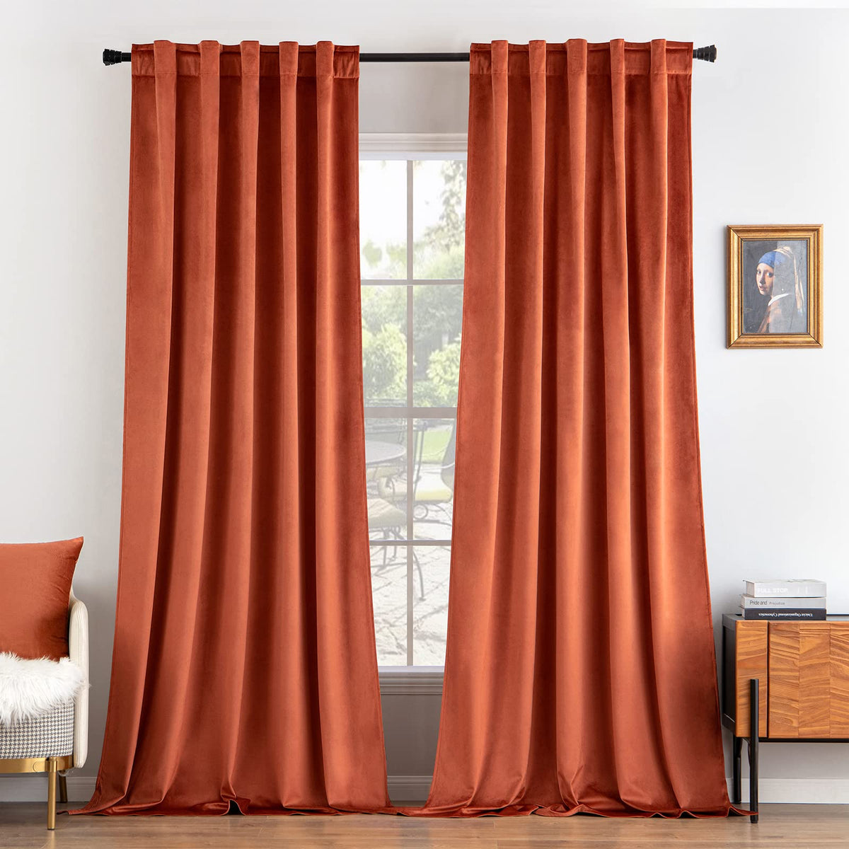 MIULEE Velvet Curtains 52x84 inches 2 Panels Olive Green Blackout Curtains