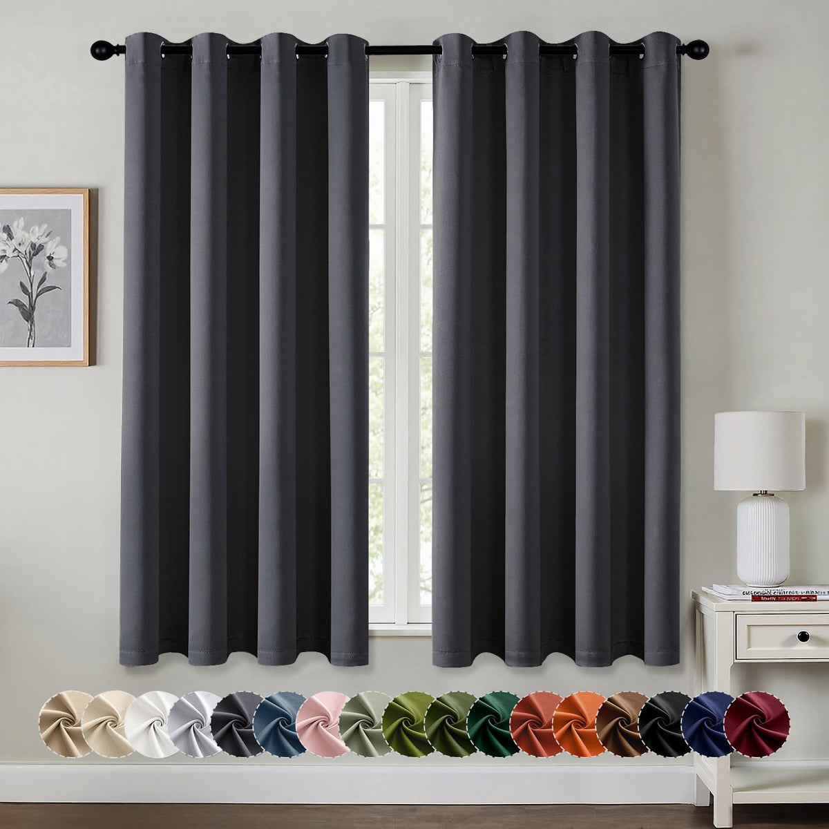 MIULEE Blackout Curtains for Bedroom 2 Panels 40 x 84 Inch Long Black