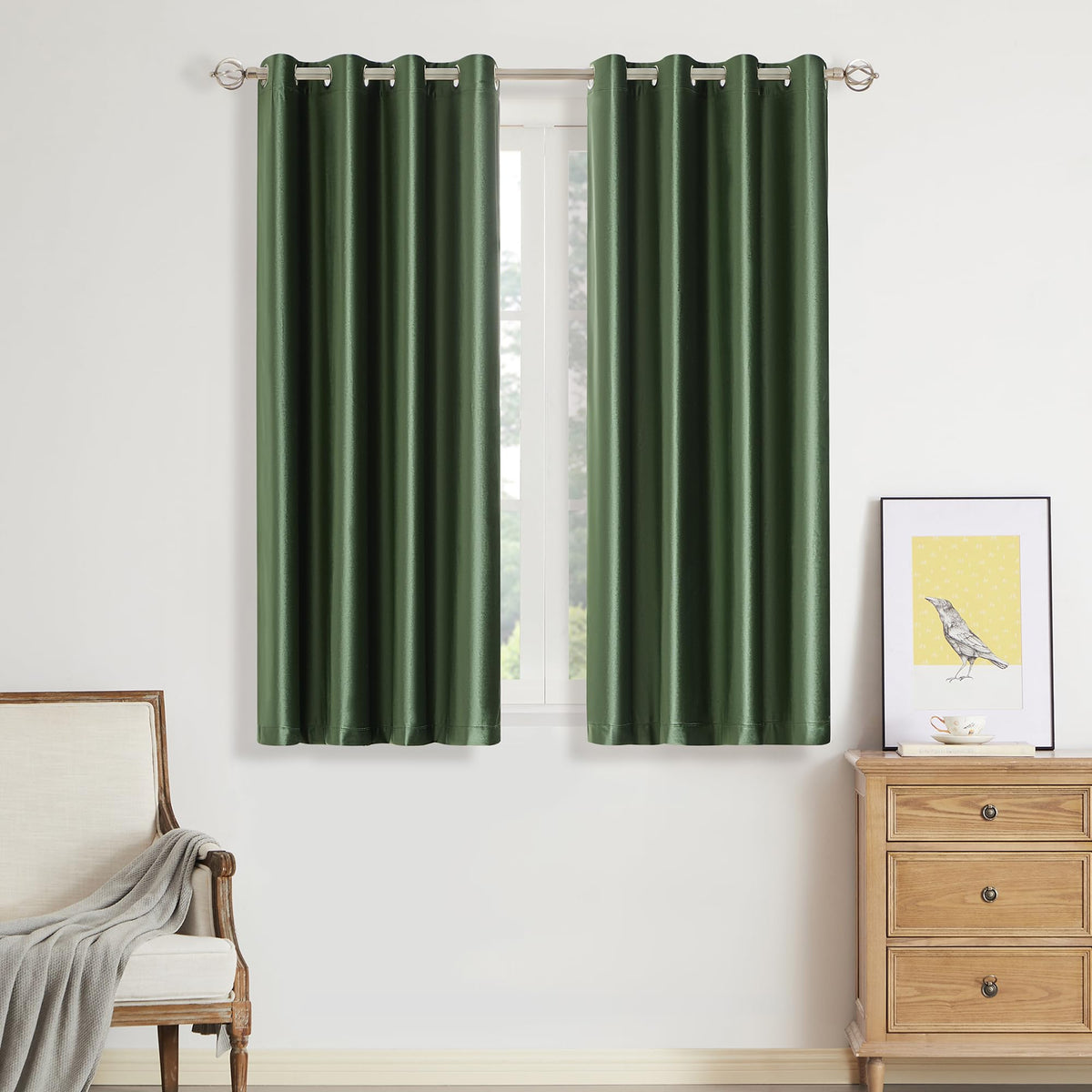 BULBUL Velvet Gold Grommet Blackout Curtains 84 inch Length for Living Room
