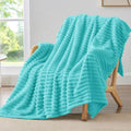 BEDELITE Ribbed Fleece Throw Blanket for Couch, Cream, 50"x60"