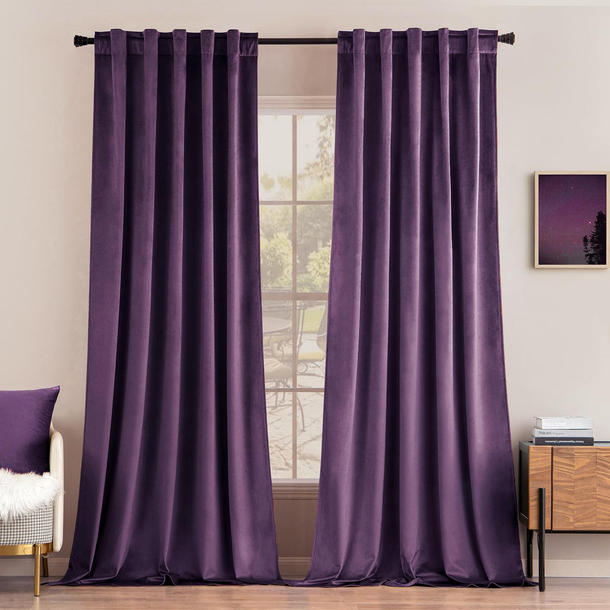 MIULEE Velvet Curtains 52x84 inches 2 Panels Olive Green Blackout Curtains
