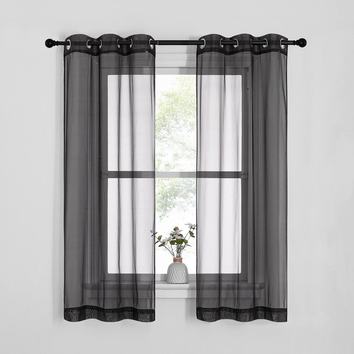 NICETOWN White Sheer Curtains & Drapes 96 inches Long for Living Room - Grommet Top Solid Lightweight & Airy Gauzy Window Treatments with Light Filtering for Bedroom, 2 Panels, W54 x L96