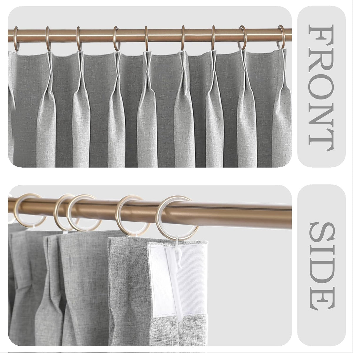 Linen 100% Blockout Curtains Pinch Pleated, 60W x 72L, 1 Panel