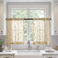 MIULEE Sage Green Sheer Curtains 2 Panels Leaf Patterned, W52 x L84