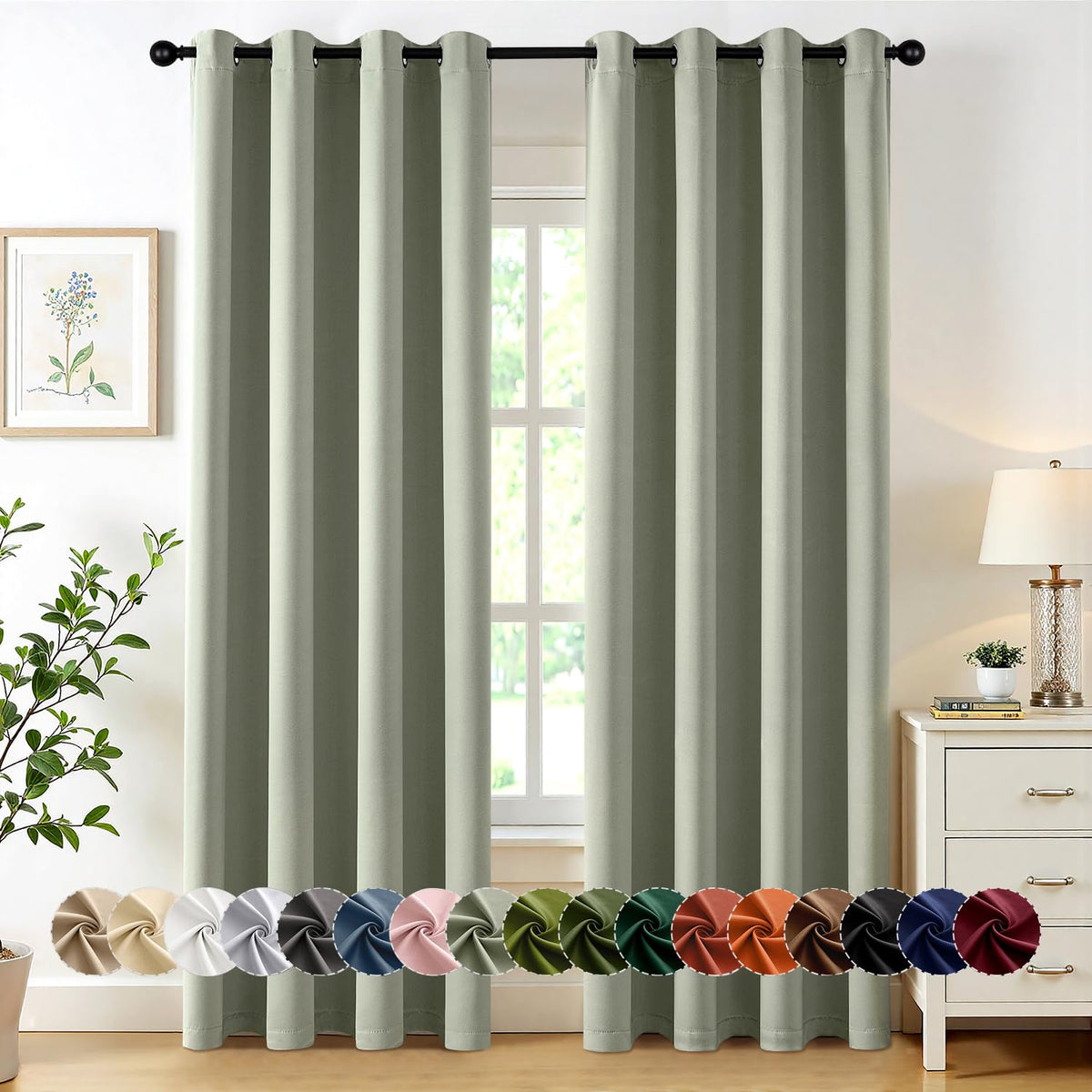 MIULEE Blackout Curtains for Bedroom 2 Panels 40 x 84 Inch Long Black
