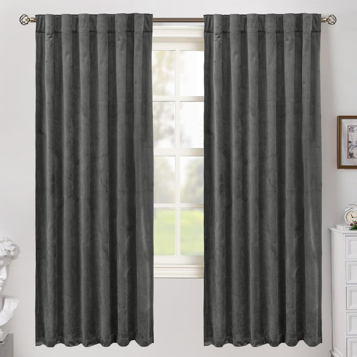 BGment Christmas Red Velvet Curtains 96 Inches for Living Room, Thermal Room Darkening Curtains Sound Reduce Drapes with Back Tab and Rod Pocket for French Door, 2 Panels, 52 x 96 Inch