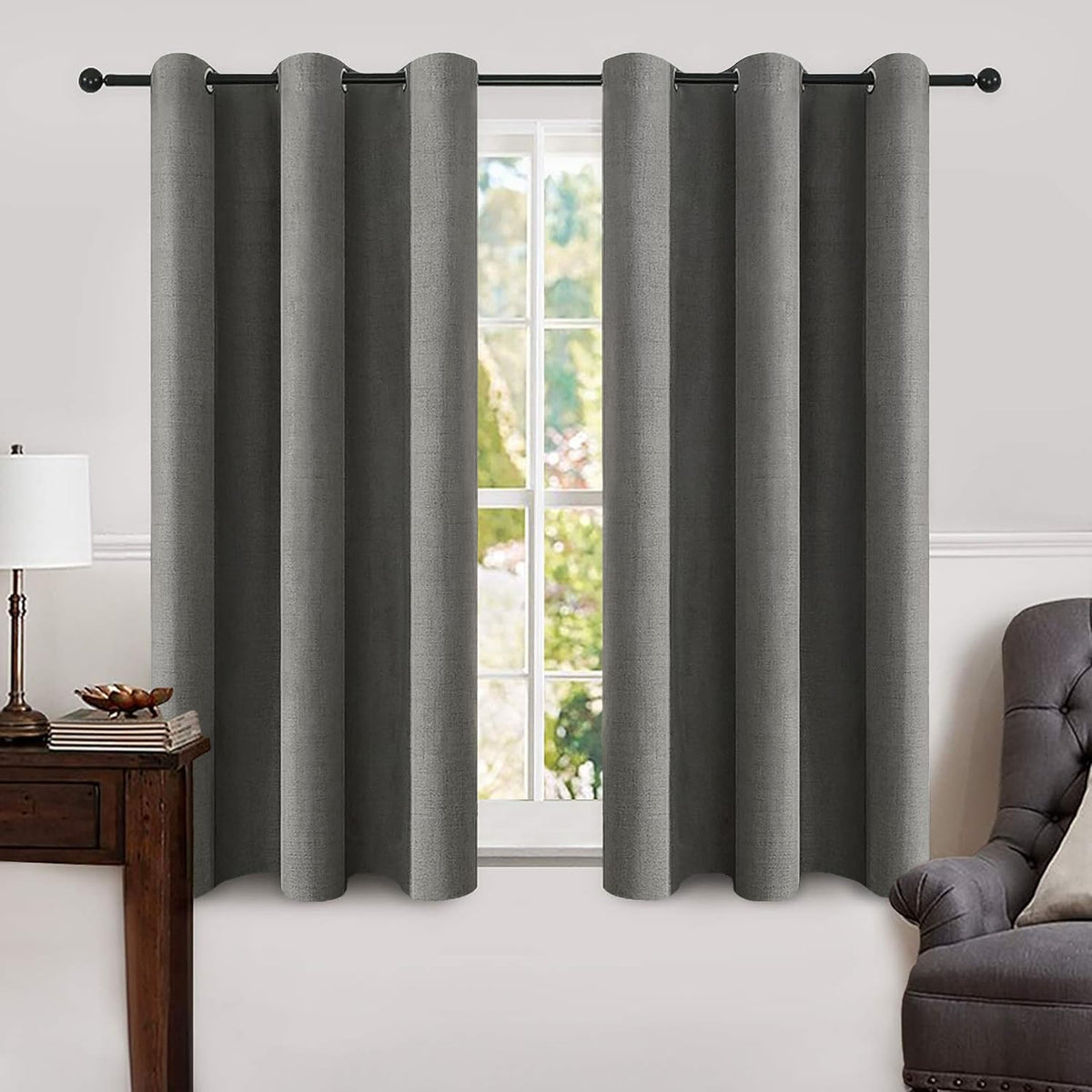 MIULEE 100% Blackout Linen Curtains for Bedroom 52x84 Inches Natural Beige
