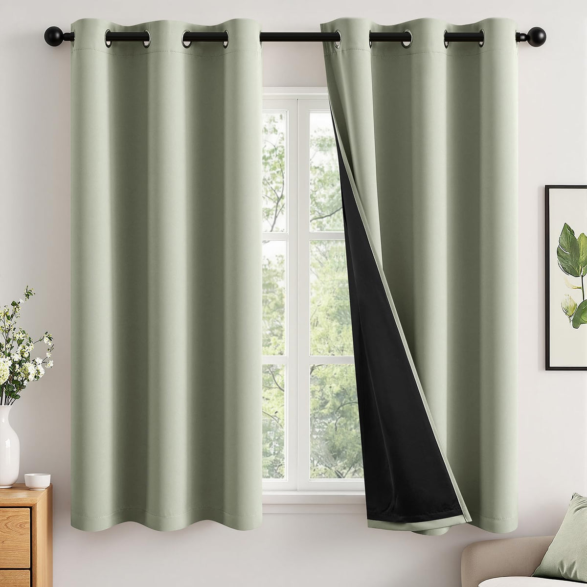 MIULEE Cream 100% Blackout Curtains for Bedroom 40x63 Inch Long