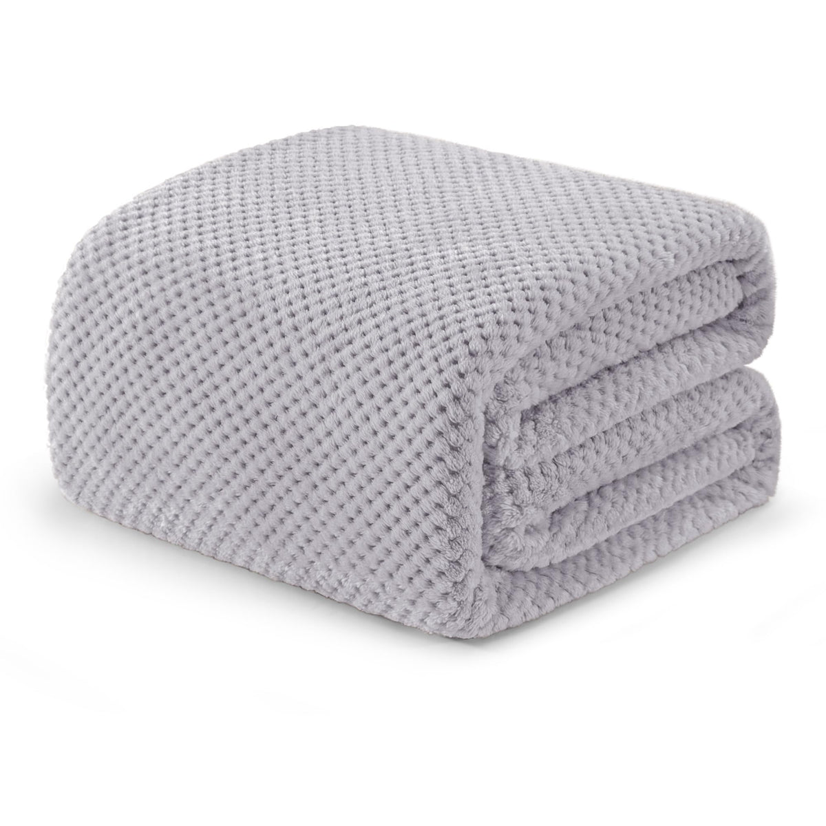 Exclusivo Mezcla Large Waffle Fleece Throw Blanket for Couch, Slate Blue
