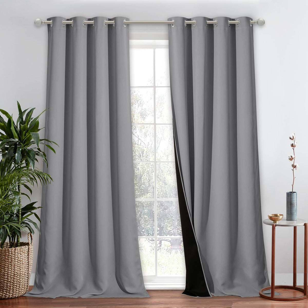 NICETOWN 100% Blackout Curtain 54 inches Long, Double-Deck Completely Blackout Window Treatment Thermal Insulated Lined Drape for Small Window (White, 1 PC, 52 inches Width Each Panel)