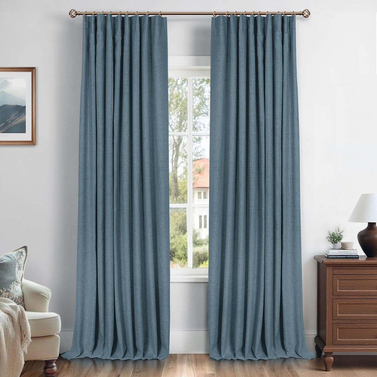 INOVADAY 100% Blackout Curtains for Bedroom Black Out Curtains 84 Inch Long