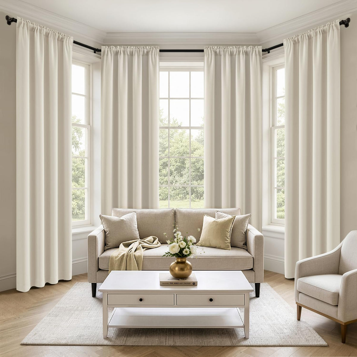 MIULEE Sage Green Blackout Curtains 63 Inch Length for Bedroom 4 Panels