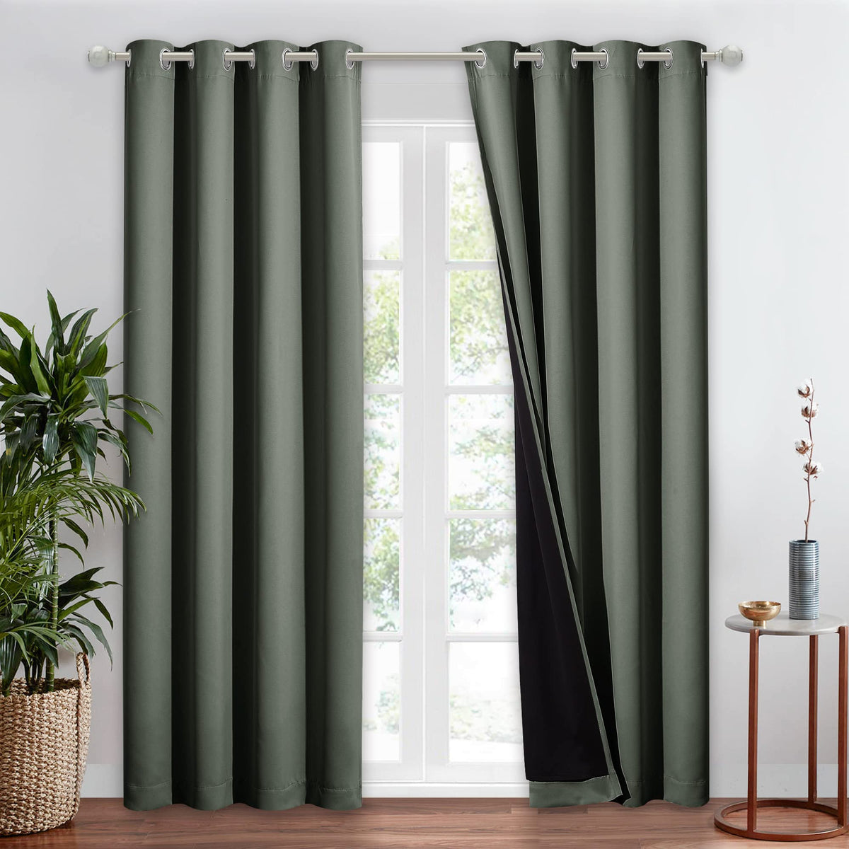 NICETOWN 100% Blackout Curtain 54 inches Long, Double-Deck Completely Blackout Window Treatment Thermal Insulated Lined Drape for Small Window (White, 1 PC, 52 inches Width Each Panel)