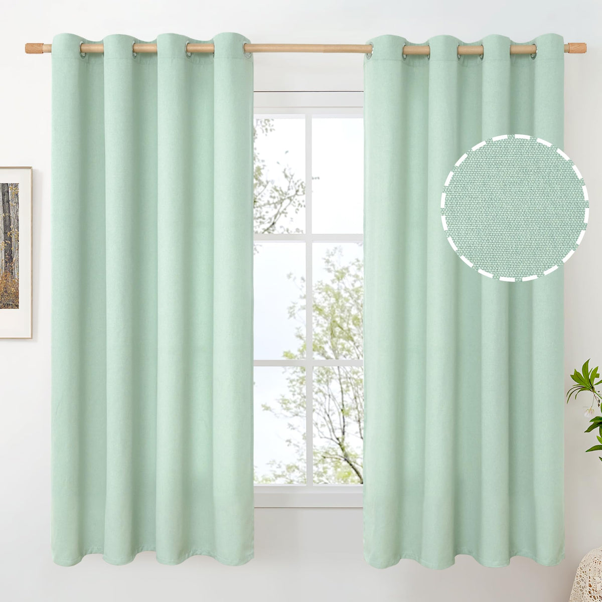 BGment Oatmeal Linen Curtains for Living Room 95 Inch Length 2 Panels Set, Privacy Drapes Light Filtering with Grommet for Farmhouse Bedroom No See Through, Each 52 Inch Wide