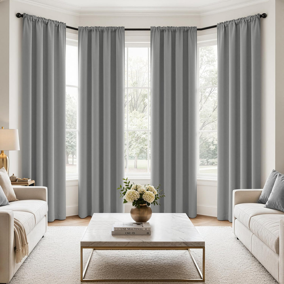 MIULEE Sage Green Blackout Curtains 63 Inch Length for Bedroom 4 Panels