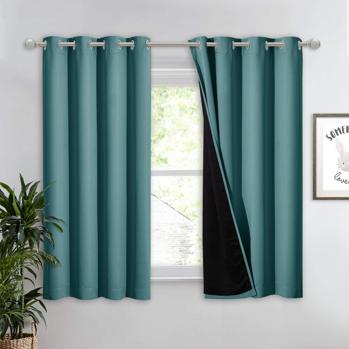 NICETOWN 100% Blackout Curtain 54 inches Long, Double-Deck Completely Blackout Window Treatment Thermal Insulated Lined Drape for Small Window (White, 1 PC, 52 inches Width Each Panel)