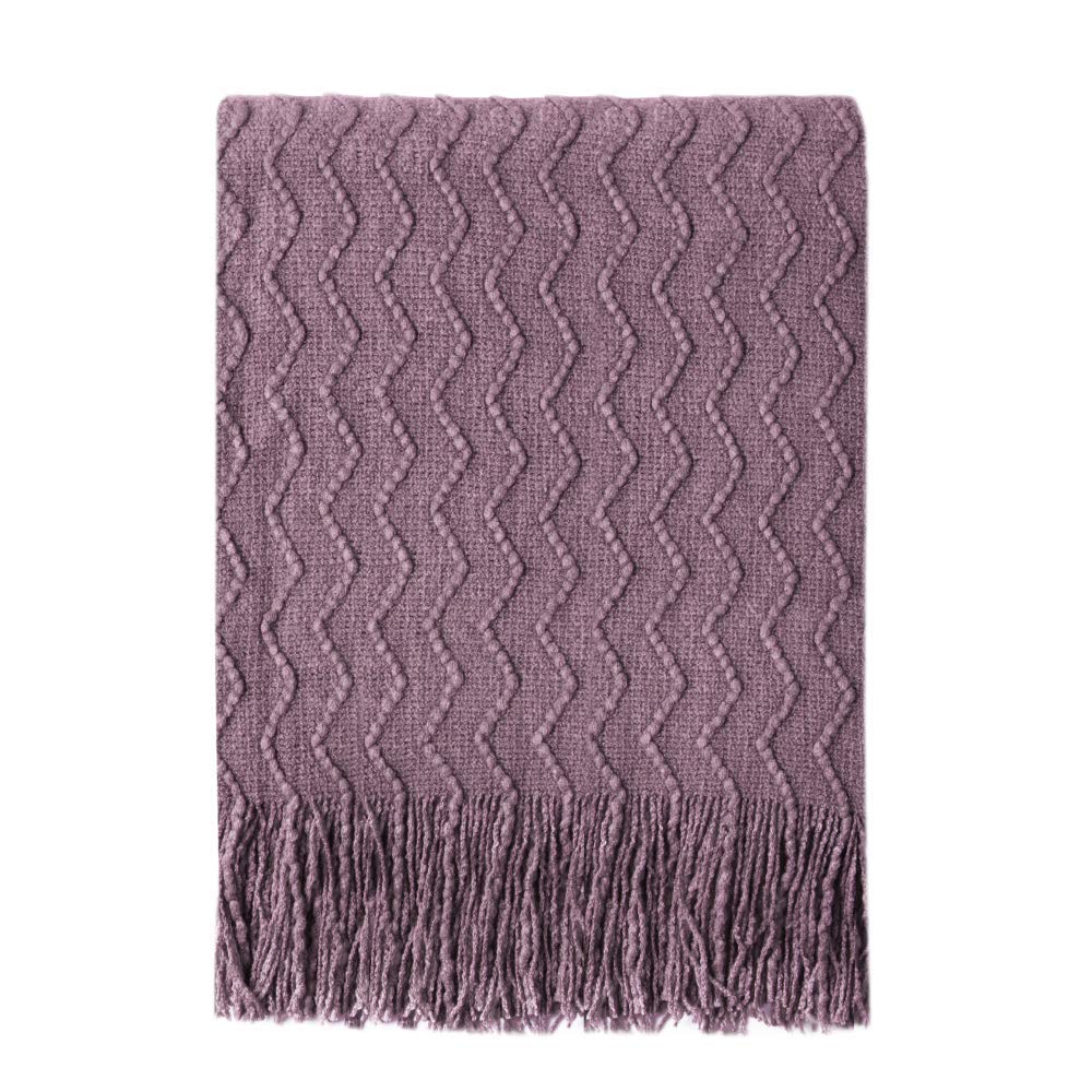 BOURINA Beige Throw Blanket 50x60 Inch Boho Knitted Soft Throw Sofa Blanket