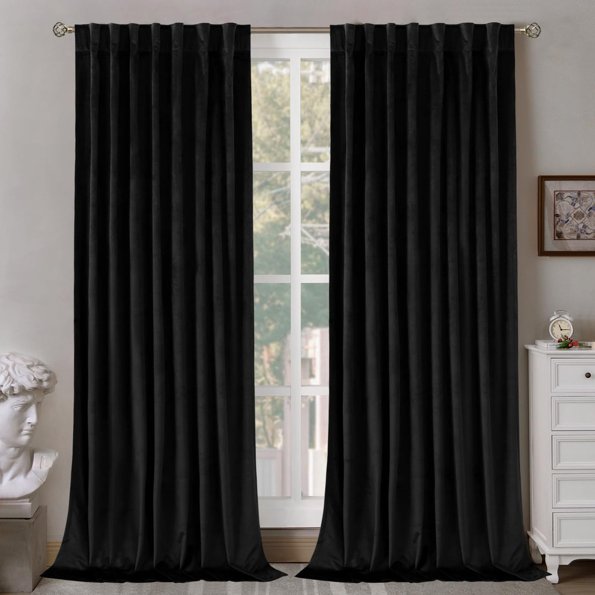 BGment Christmas Red Velvet Curtains 96 Inches for Living Room, Thermal Room Darkening Curtains Sound Reduce Drapes with Back Tab and Rod Pocket for French Door, 2 Panels, 52 x 96 Inch