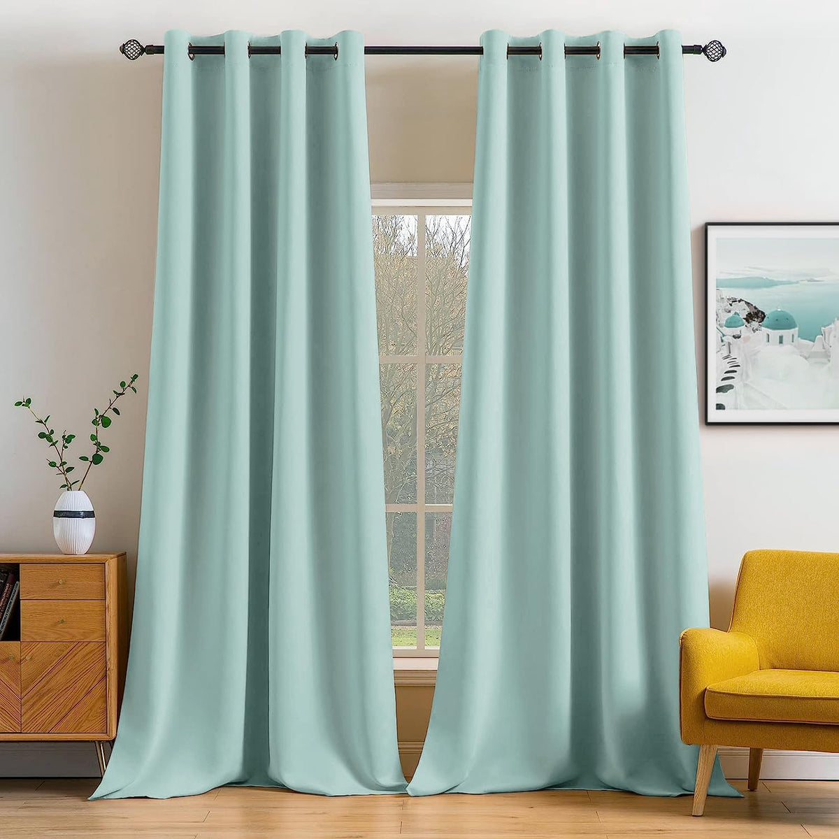 MIULEE Beige Blackout Bedroom Curtains Drapes 84 Inch Long 52"x84"