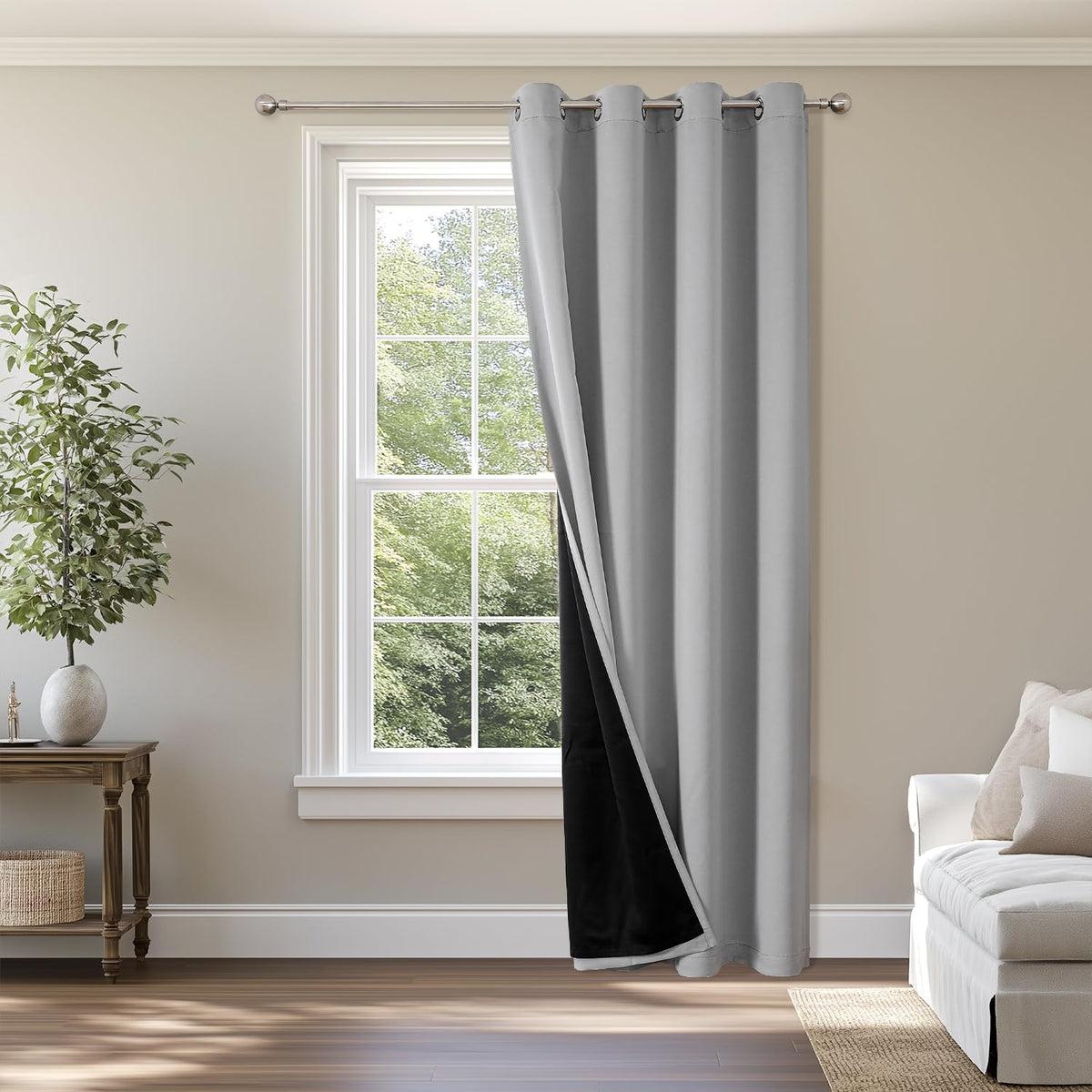 ChrisDowa 100% Blackout Curtains for Bedroom 63 Inch Long with Black Liner
