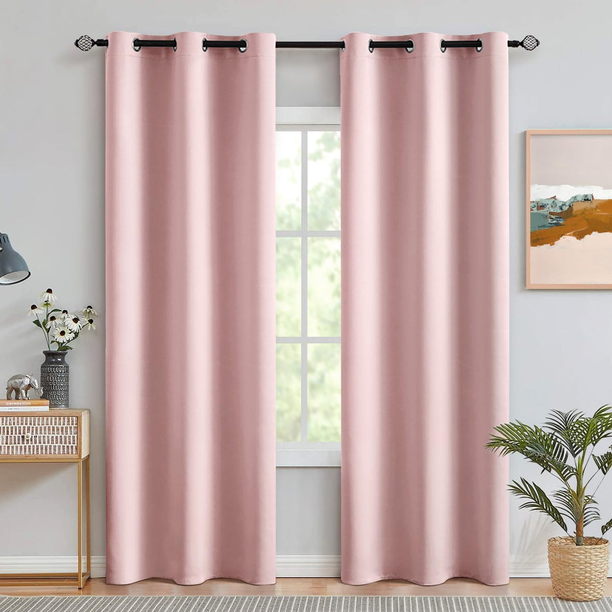MIULEE Beige Blackout Bedroom Curtains Drapes 84 Inch Long 52"x84"