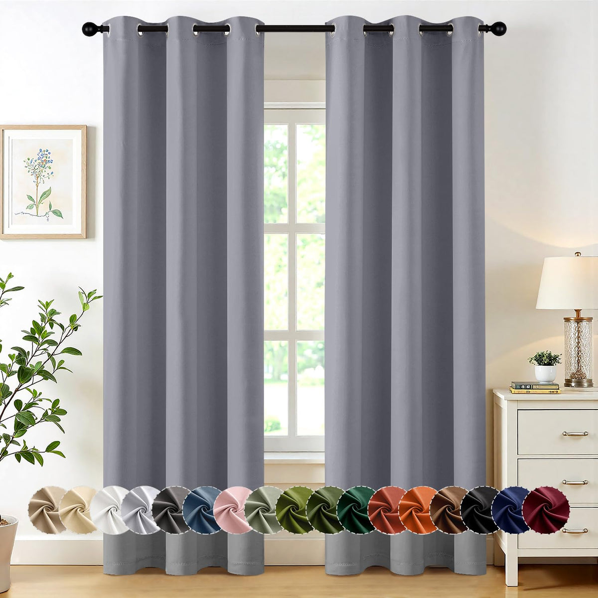 MIULEE Blackout Curtains for Bedroom 2 Panels 40 x 84 Inch Long Black