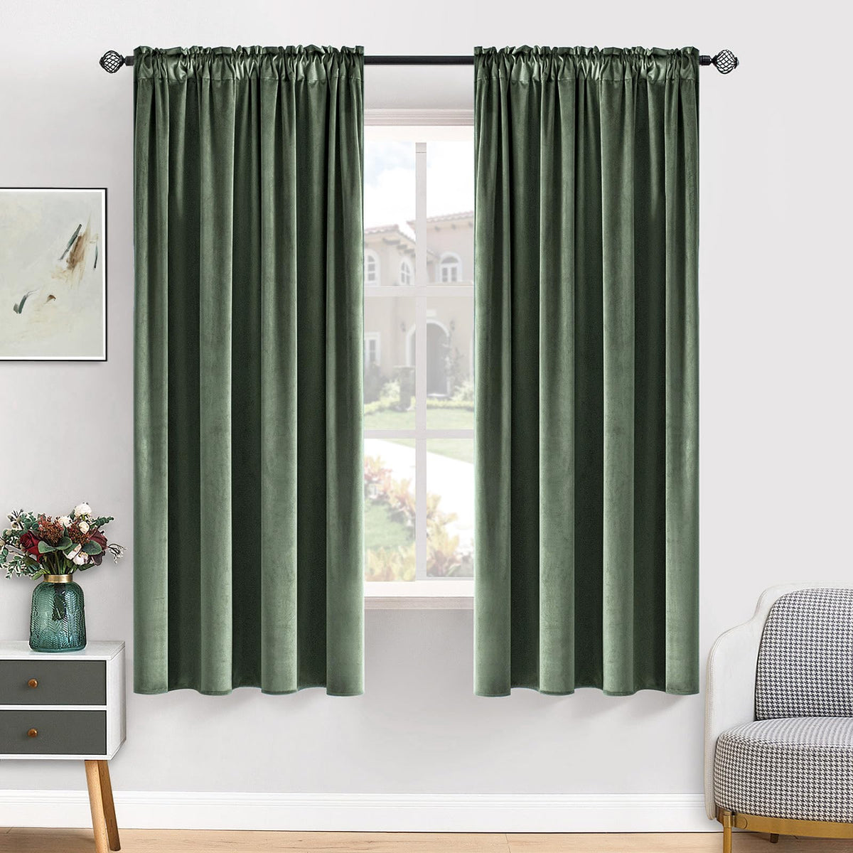MIULEE Dusty Rose Pink Velvet Room Darkening Curtains for Bedroom W52 x L84