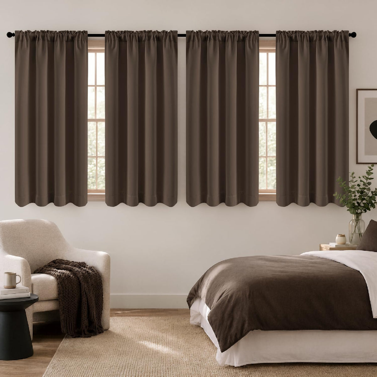 MIULEE Sage Green Blackout Curtains 63 Inch Length for Bedroom 4 Panels