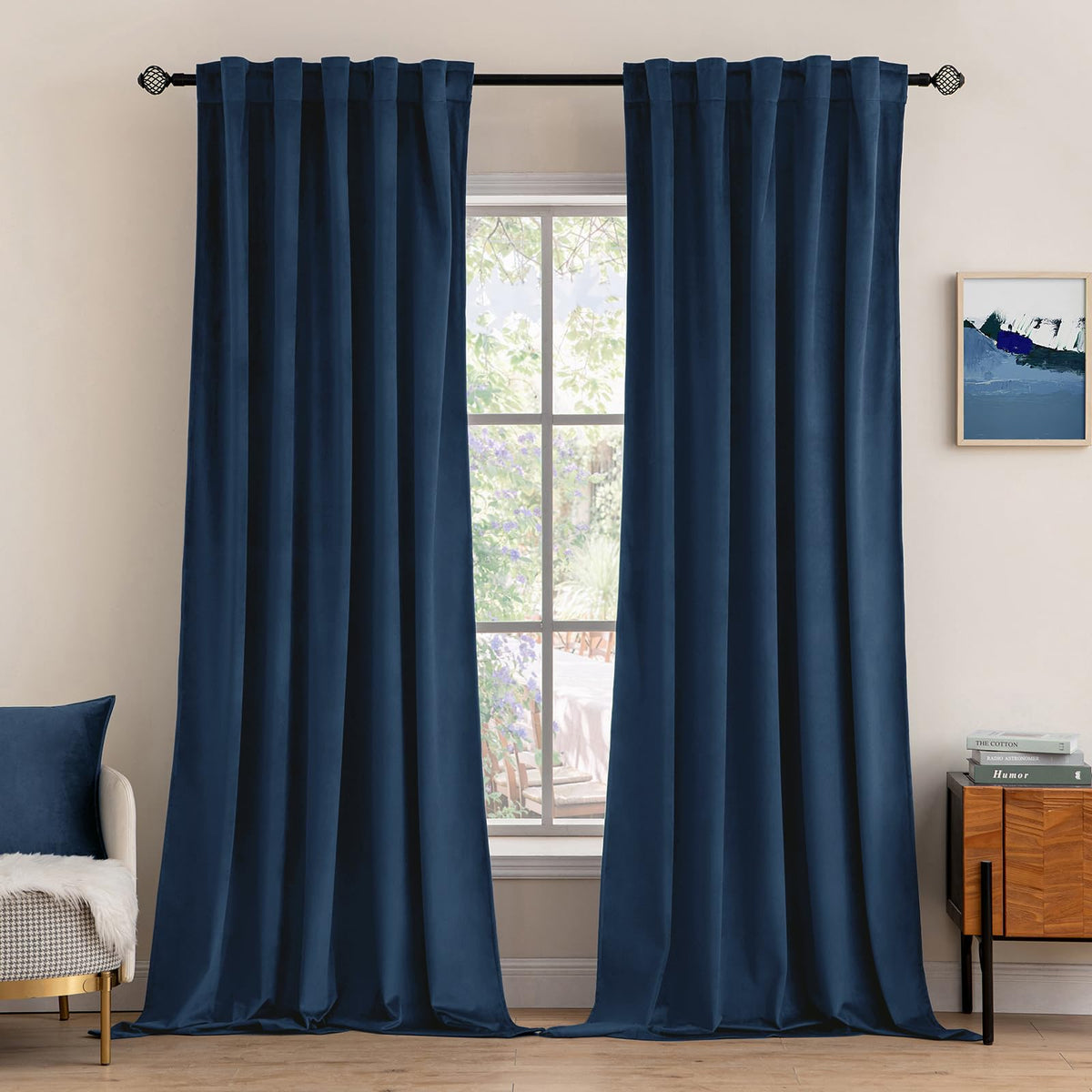 MIULEE Velvet Curtains 52x84 inches 2 Panels Olive Green Blackout Curtains