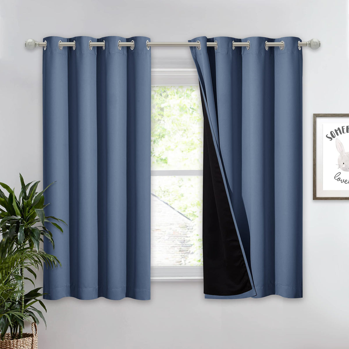 NICETOWN 100% Blackout Curtain 54 inches Long, Double-Deck Completely Blackout Window Treatment Thermal Insulated Lined Drape for Small Window (White, 1 PC, 52 inches Width Each Panel)