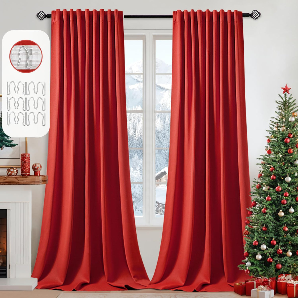 MIULEE 2 Panels Set Black Back Tab Blackout Curtains 52x96 Inch Long