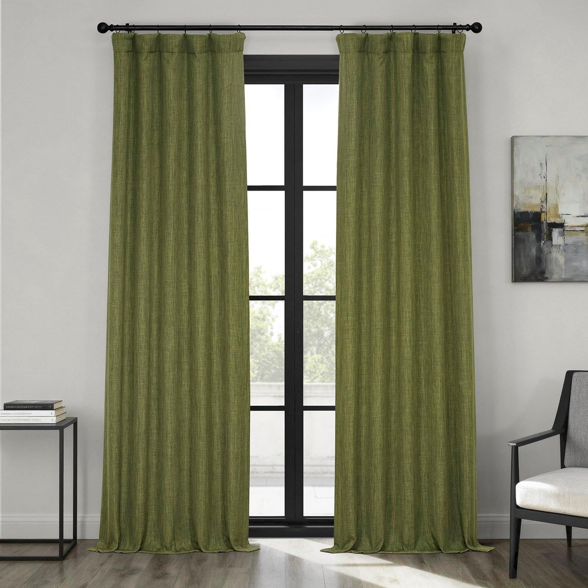 Faux Linen Curtains for Living Room (1 Panel) - 50W X 96L, Birch Taupe