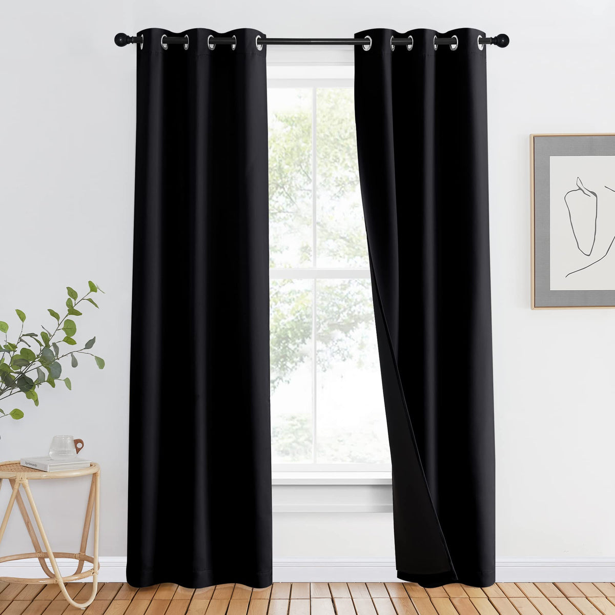 NICETOWN 100% Blackout Curtain 54 inches Long, Double-Deck Completely Blackout Window Treatment Thermal Insulated Lined Drape for Small Window (White, 1 PC, 52 inches Width Each Panel)
