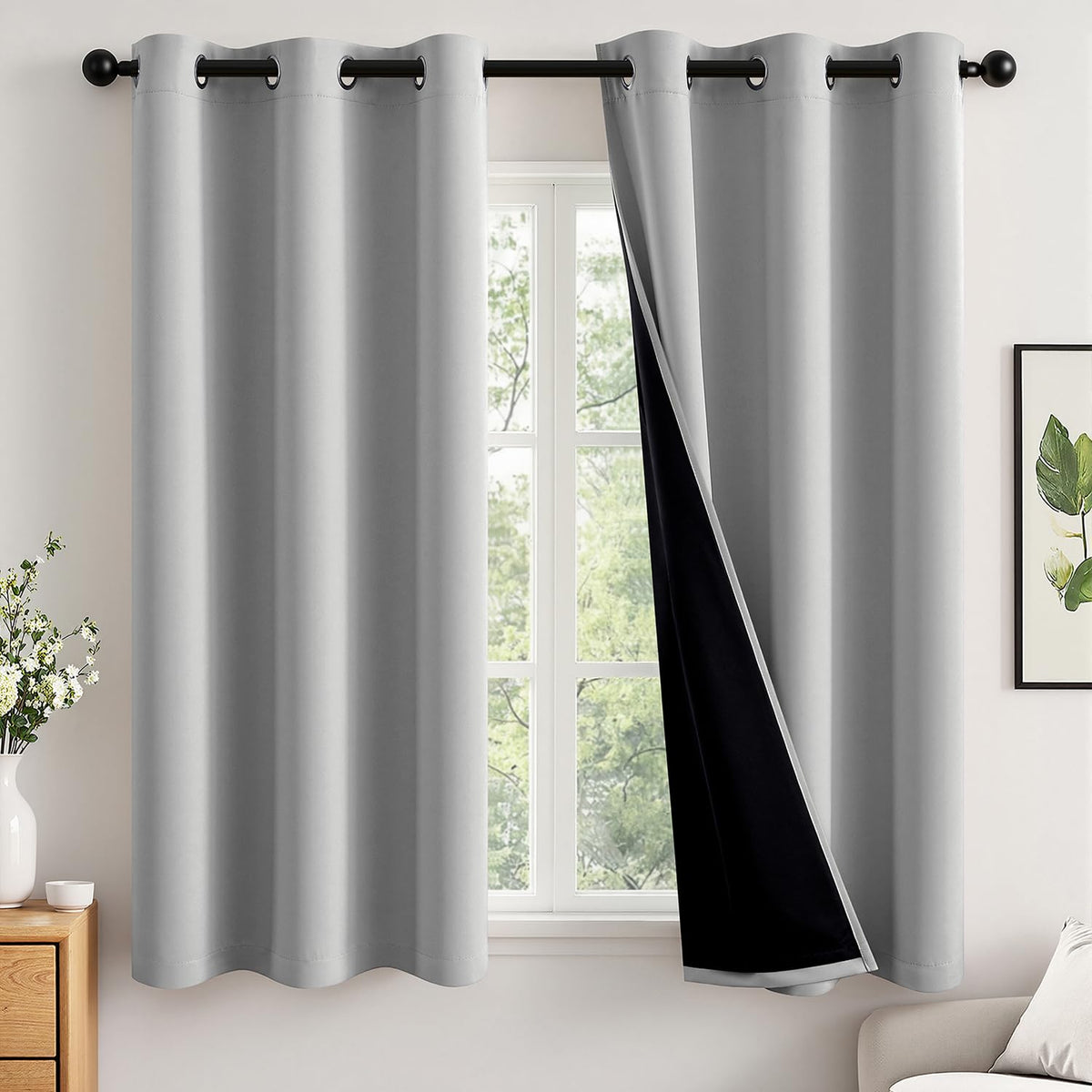 MIULEE Cream 100% Blackout Curtains for Bedroom 40x63 Inch Long