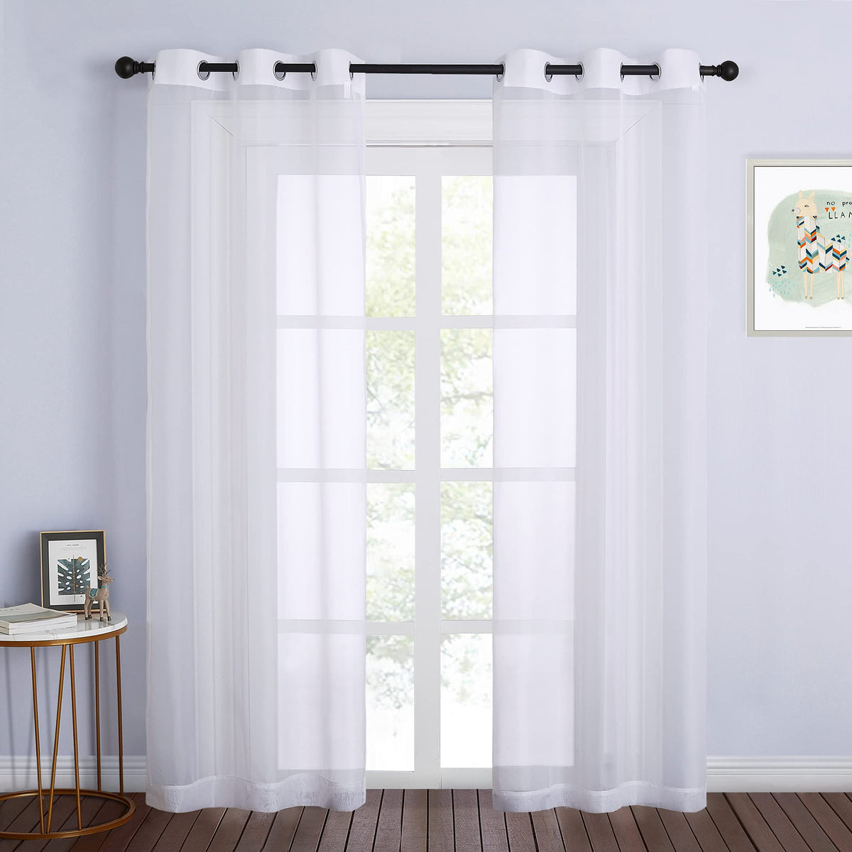 NICETOWN White Sheer Curtains & Drapes 96 inches Long for Living Room - Grommet Top Solid Lightweight & Airy Gauzy Window Treatments with Light Filtering for Bedroom, 2 Panels, W54 x L96