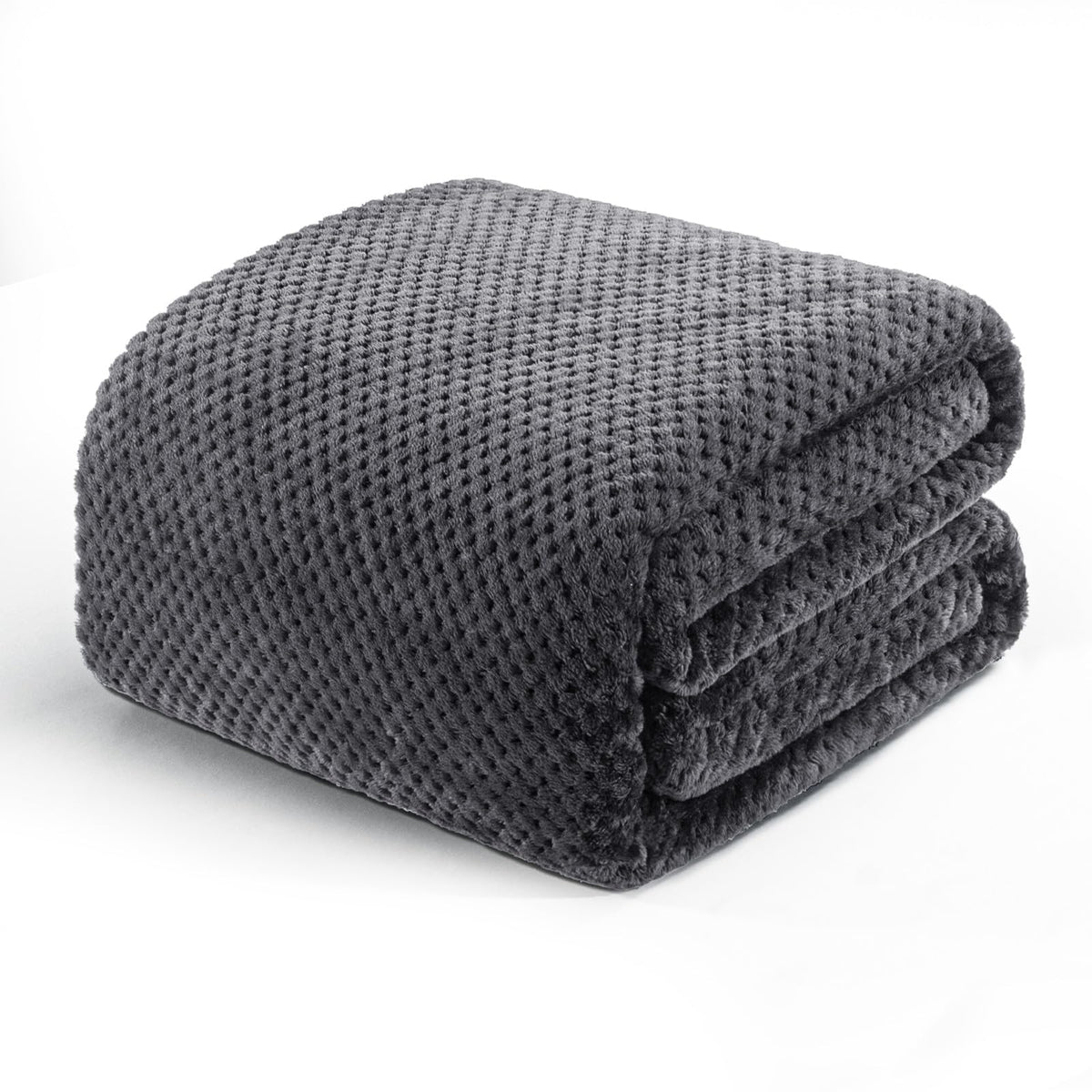 Exclusivo Mezcla Large Waffle Fleece Throw Blanket for Couch, Slate Blue
