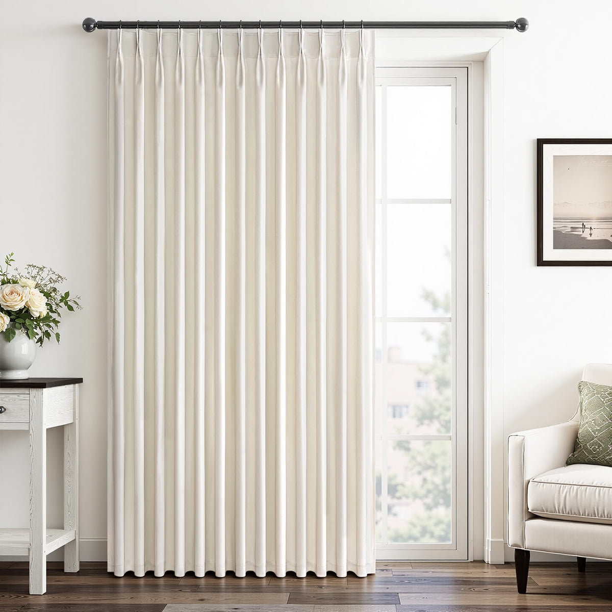 Olive Green Velvet Blackout Curtains 84 Inches 2 Panels Forest Green Elegant Vintage Pinch Pleated Drapes for Living Room Bedroom Thermal Soundproof Back Tab Window Panels,W40 x L84,Home Decor
