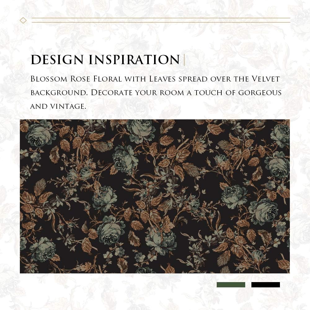 StangH Black Floral Vintage Curtains Luxury Velvet Drapes 96 Inch 2 Panels