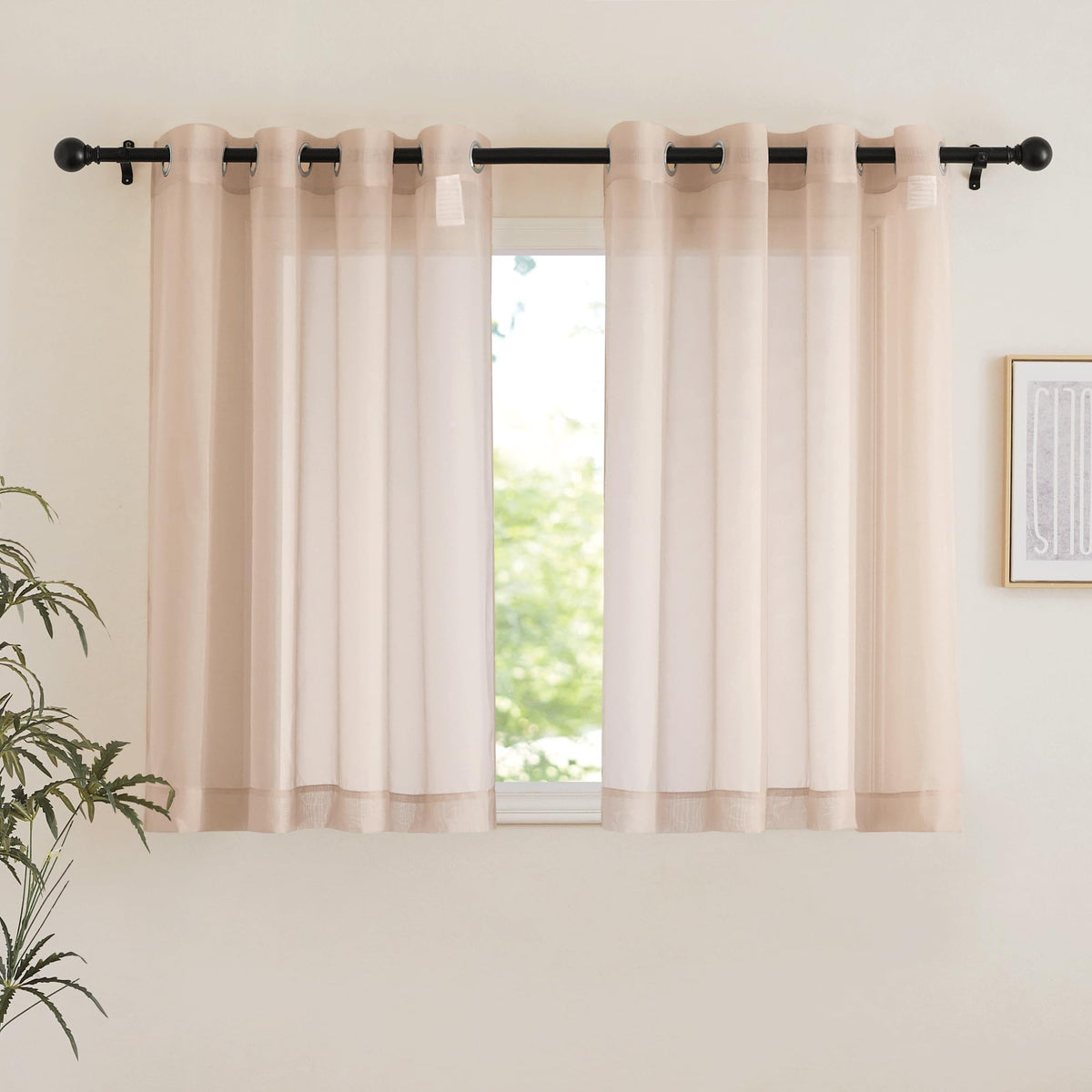 NICETOWN White Sheer Curtains & Drapes 96 inches Long for Living Room - Grommet Top Solid Lightweight & Airy Gauzy Window Treatments with Light Filtering for Bedroom, 2 Panels, W54 x L96