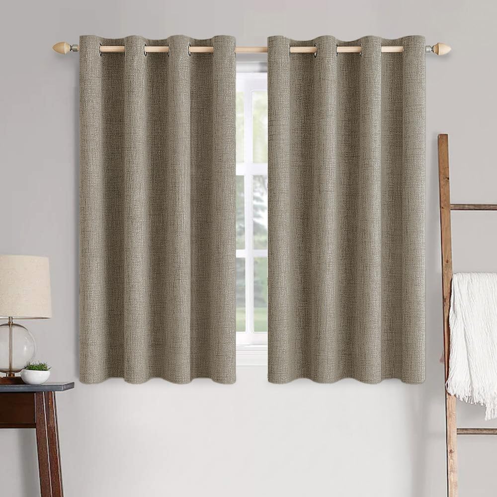 MIULEE 100% Blackout Linen Curtains for Bedroom 52x84 Inches Dusty Blue