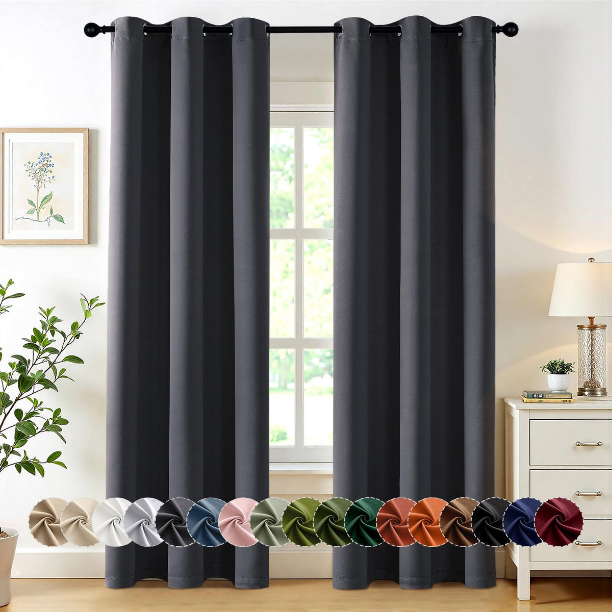 MIULEE Blackout Curtains for Bedroom 2 Panels 40 x 84 Inch Long Black