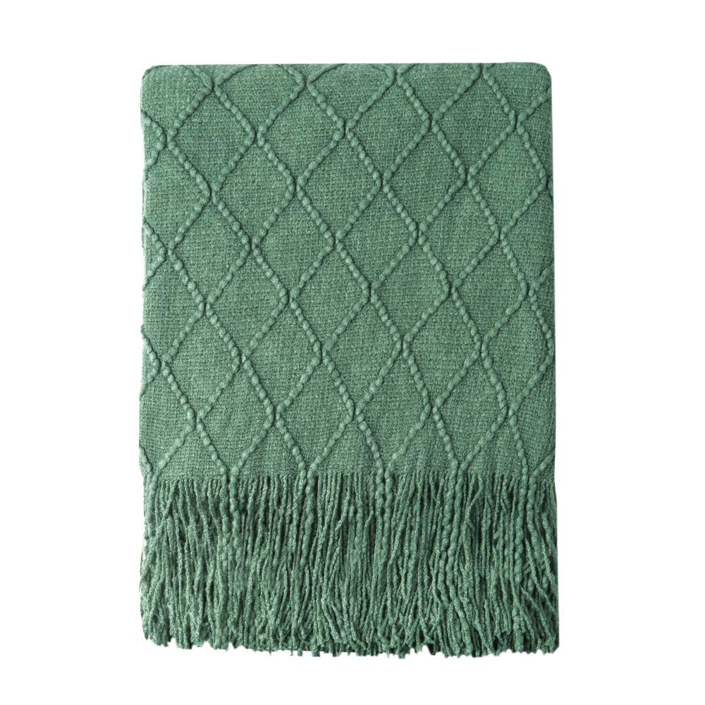 BOURINA Beige Throw Blanket 50x60 Inch Boho Knitted Soft Throw Sofa Blanket