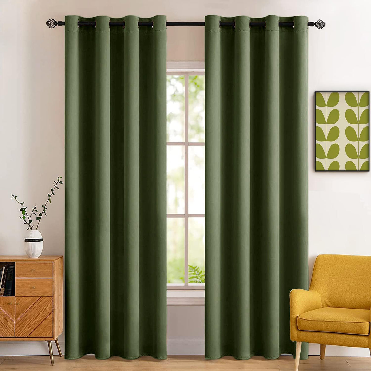 MIULEE Beige Blackout Bedroom Curtains Drapes 84 Inch Long 52"x84"