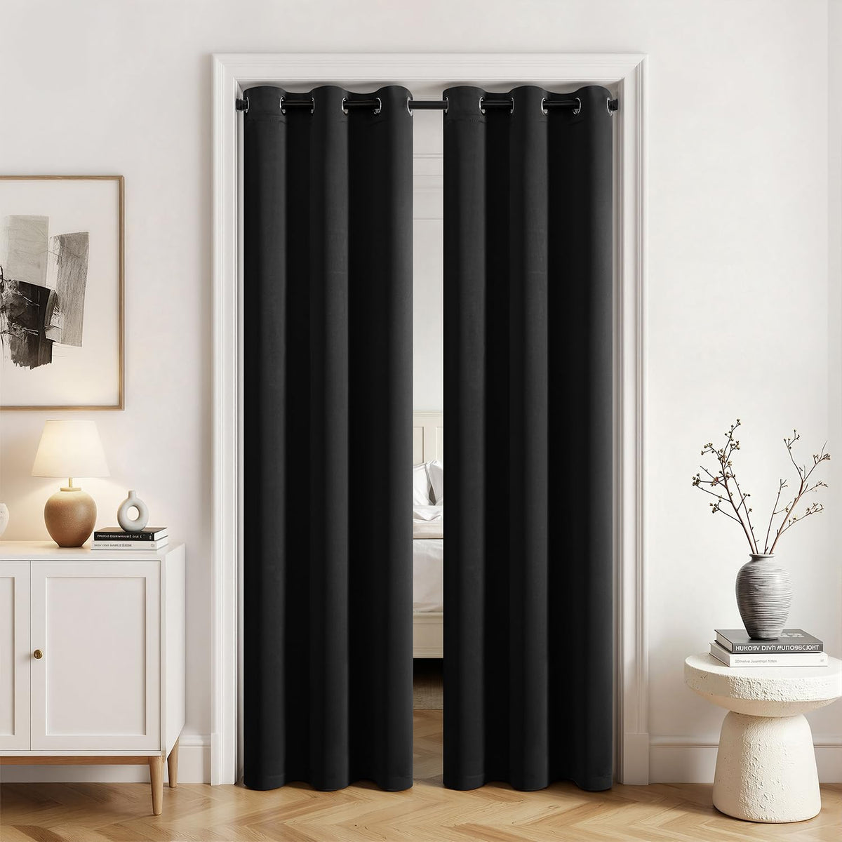 MIULEE Beige Blackout Bedroom Curtains Drapes 84 Inch Long 52"x84"