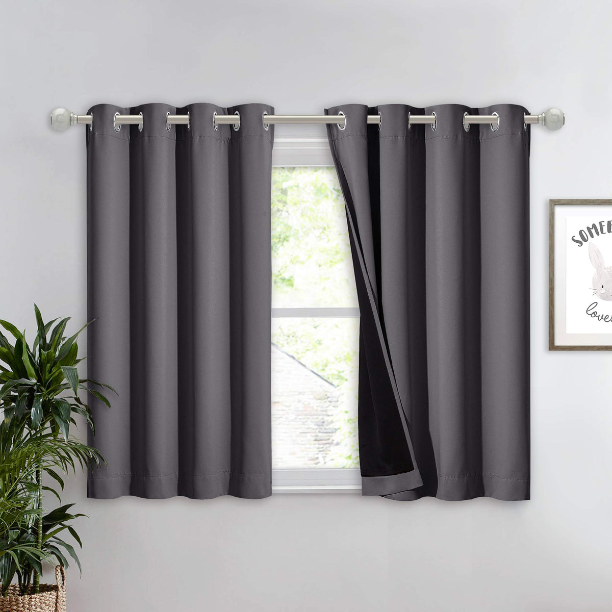 NICETOWN 100% Blackout Curtain 54 inches Long, Double-Deck Completely Blackout Window Treatment Thermal Insulated Lined Drape for Small Window (White, 1 PC, 52 inches Width Each Panel)