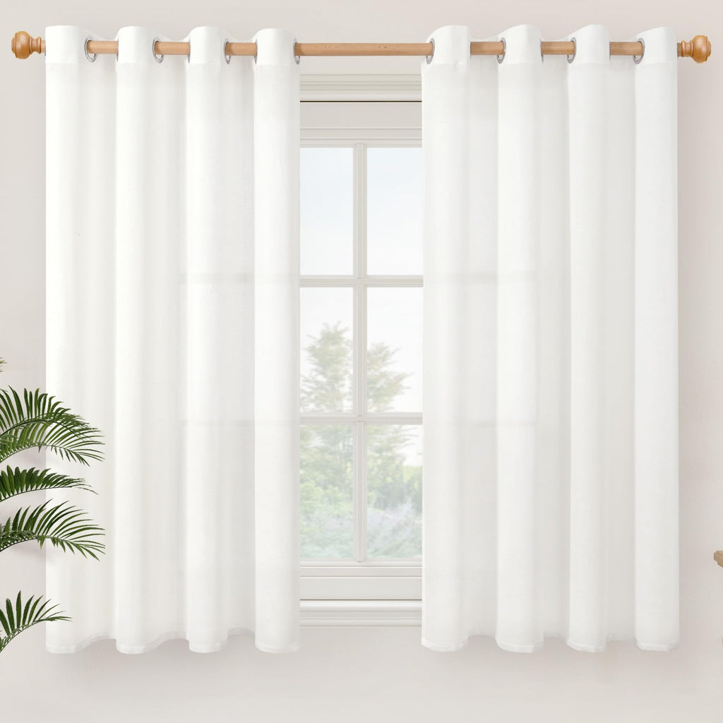 YoungsTex Linen Semi Sheer Curtains 63 Inch Length, Light Filtering Drapes