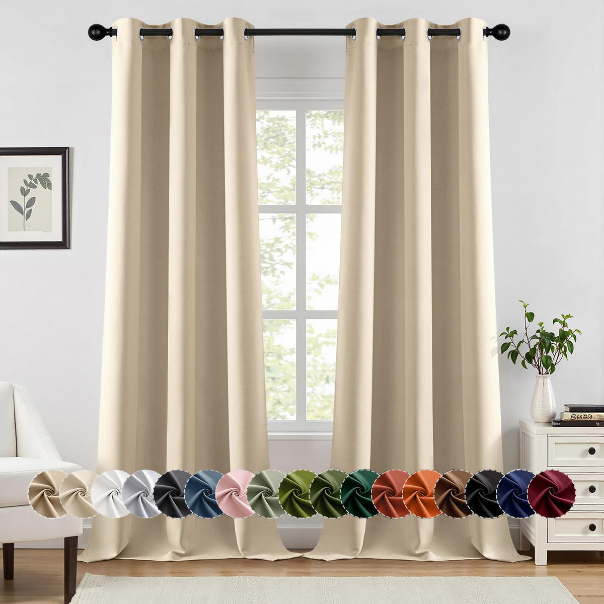 MIULEE Blackout Curtains for Bedroom 2 Panels 40 x 84 Inch Long Black