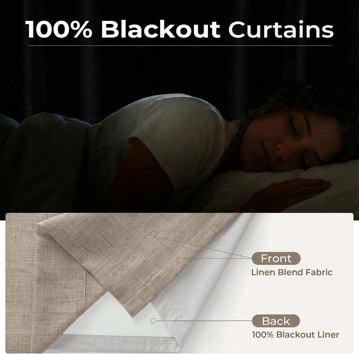 CAPALOCA Extra 60 Inch Wide Linen 100% Blackout Curtains 96 Inch Long