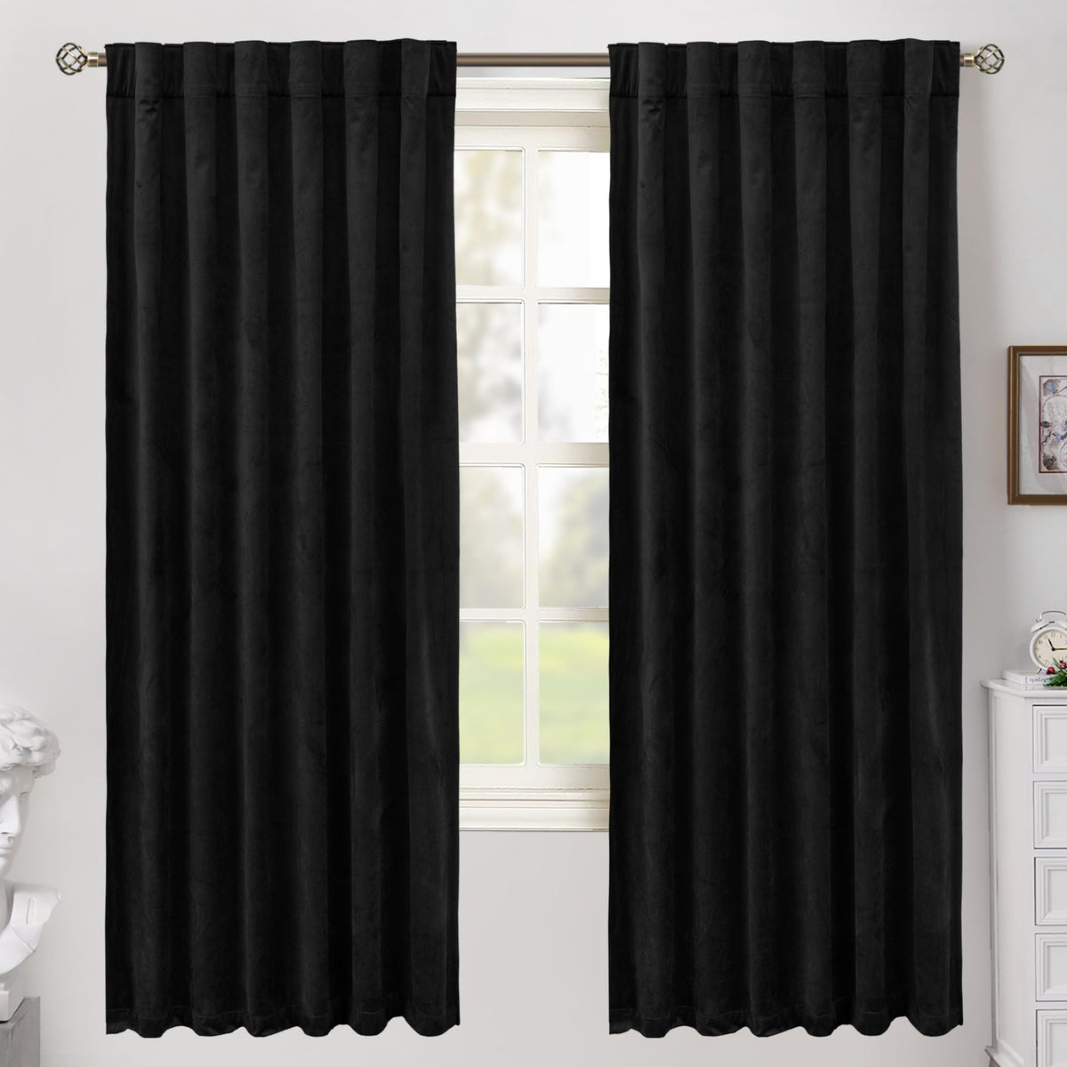 BGment Christmas Red Velvet Curtains 96 Inches for Living Room, Thermal Room Darkening Curtains Sound Reduce Drapes with Back Tab and Rod Pocket for French Door, 2 Panels, 52 x 96 Inch