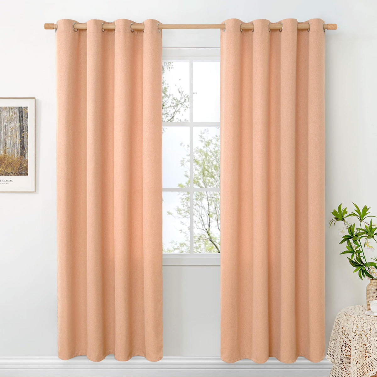 BGment Oatmeal Linen Curtains for Living Room 95 Inch Length 2 Panels Set, Privacy Drapes Light Filtering with Grommet for Farmhouse Bedroom No See Through, Each 52 Inch Wide